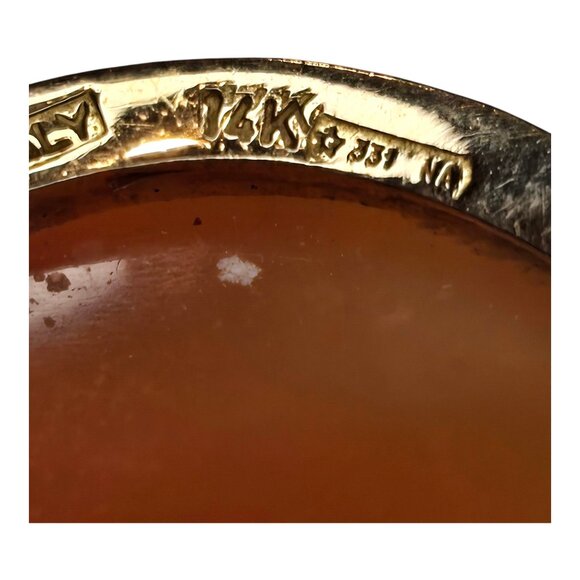 Vintage Italian Cameo in 14K Gold Handcrafted in Napoli 585 Yellow Gold Pendant - Picture 7 of 14